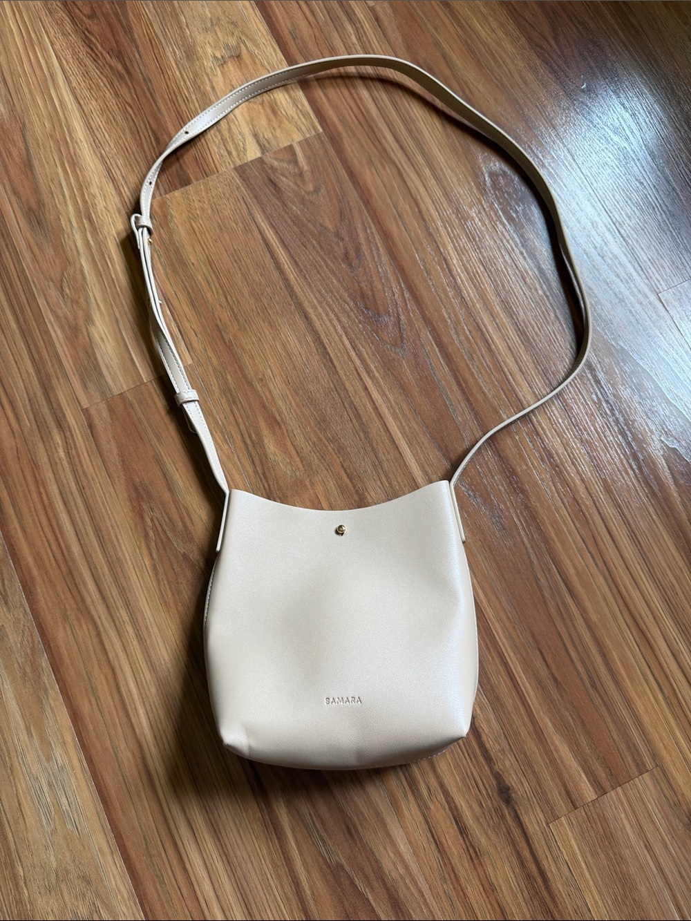SAMARA Cream Leather Crossbody Bag with Adjustable Strap